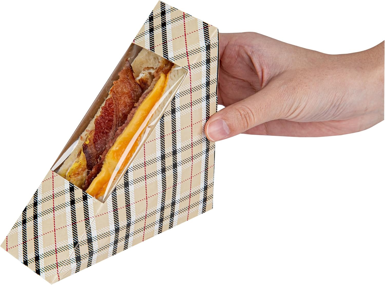 Restaurantware Paper Triangle Plaid Small Sandwich Box, 4.8 x 2 In, 25 Pack image 4