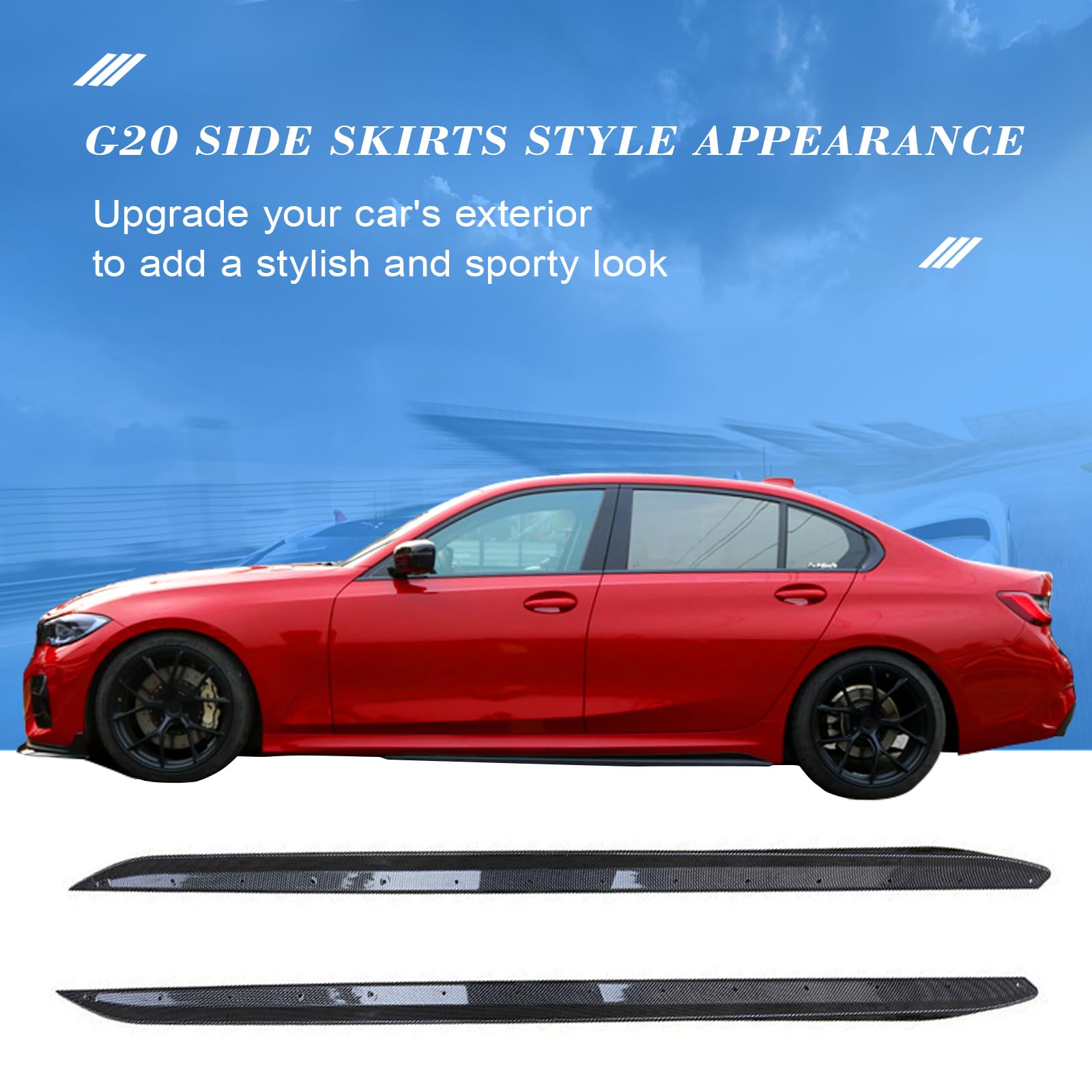 Pair Of Glossy Black Side Skirts For BMW 3-Series G20 M340i (2019-2023) With M Sport Bumper – MP Style Upgrade