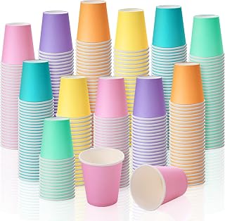 Sawysine 300 Count 5 oz Disposable Pastel Paper Bathroom Cups, Colored Mouthwash Rinse Cups, Thick & Leak-resistant Mini Cup for Hot/cold Water, Coffee, Juice, Espresso & Parties(Fresh Classic Style)
