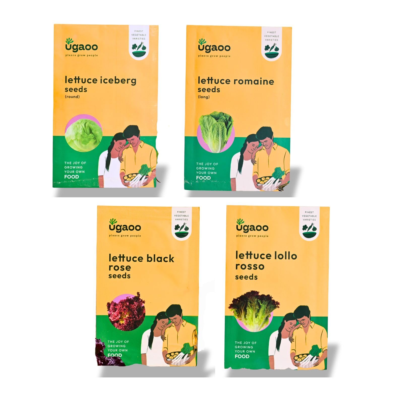 Ugaoo Lettuce Seeds Combo for Gardening | Pack of 4 - Iceberg, Romaine, Lollo Rosso & Black Rose Lettuce Seeds-image-45
