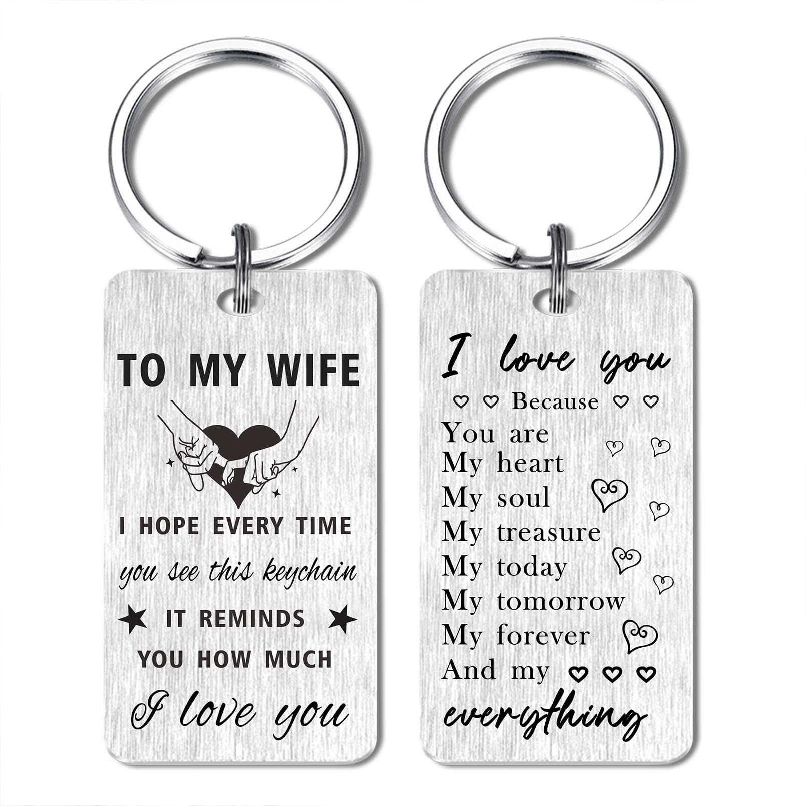 Gezxin Romantic Valentines Gift for Wife from Husband - I Love My Wife Birthday Wedding Mother's Day Just Because Keychain