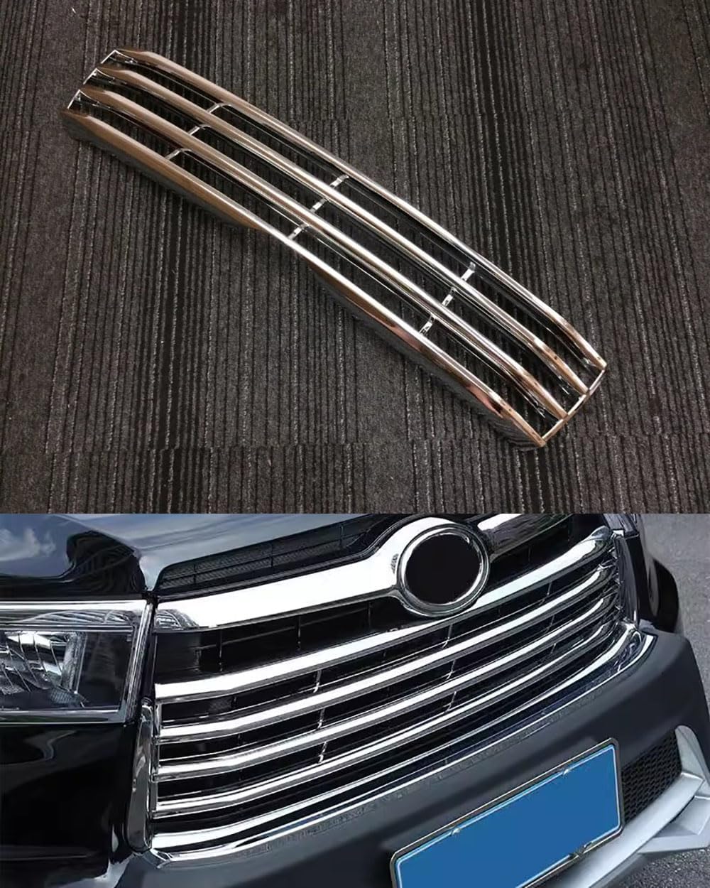 Car Accessories Fit For Toyota Highlander 2015-2017 Chrome Front bumper Mesh Grille Grill Cover Trim A Style