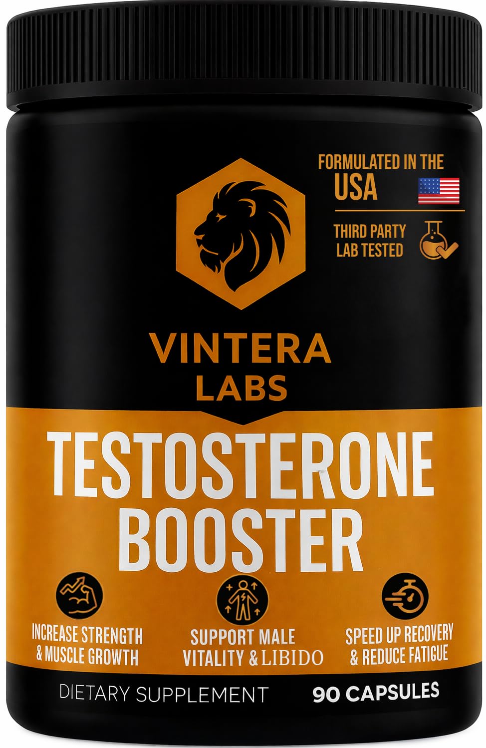 VINTERA LABS — Suplemento para testosterona com Tongkat Ali, Maca e Turkesterone — 90 cápsulas