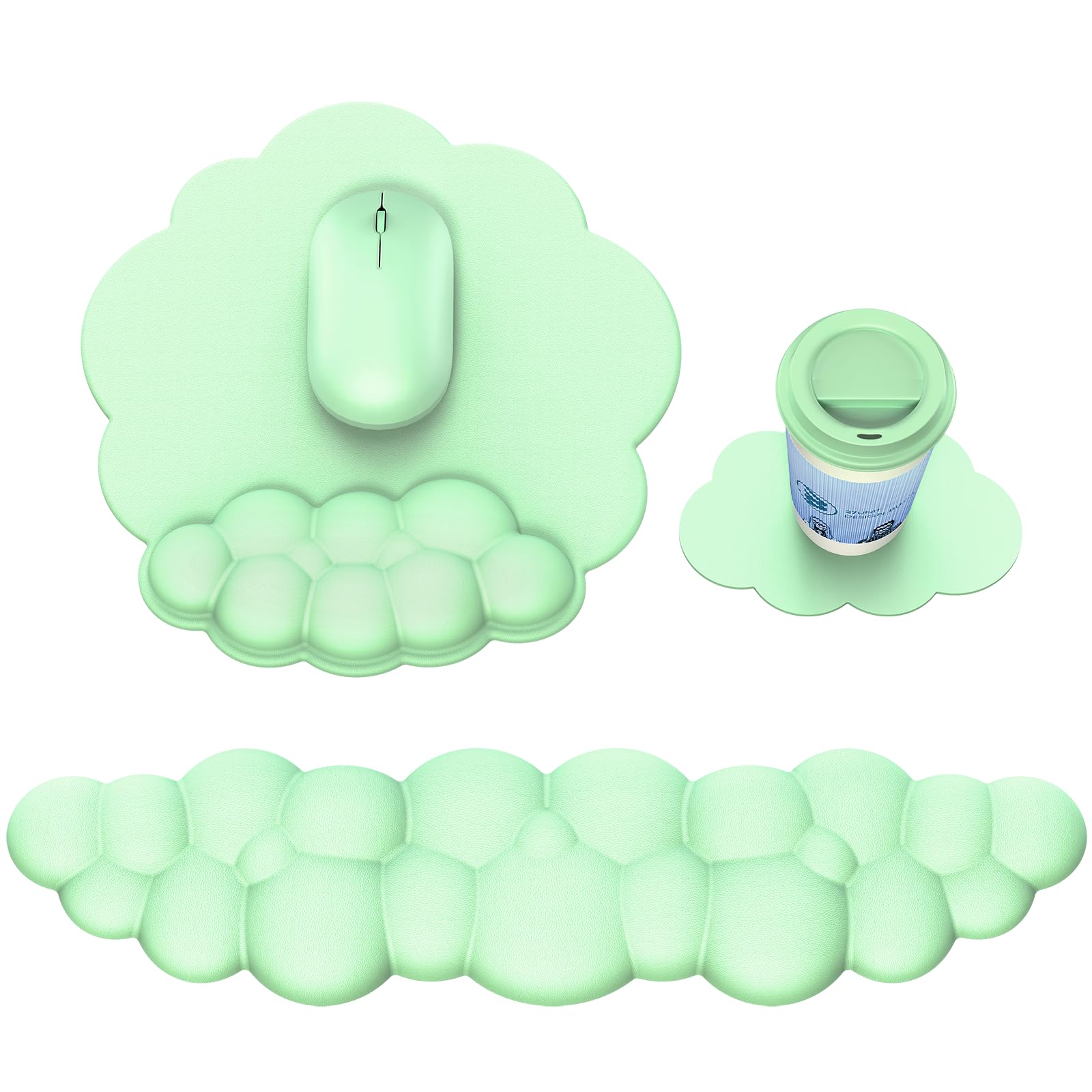 MOKURU Cloud Mouse Pad with Wrist Rest, Cloud Keyboard Wrist Rest, Mouse Pad Wrist Support, Ergonomic Keyboard Mouse Wrist Support (Green)