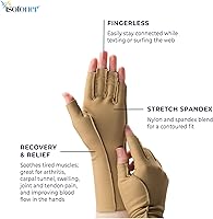 Vista 25 de Guantes terapéuticos de compresión isotoner, con dedos completos, unisex Camello