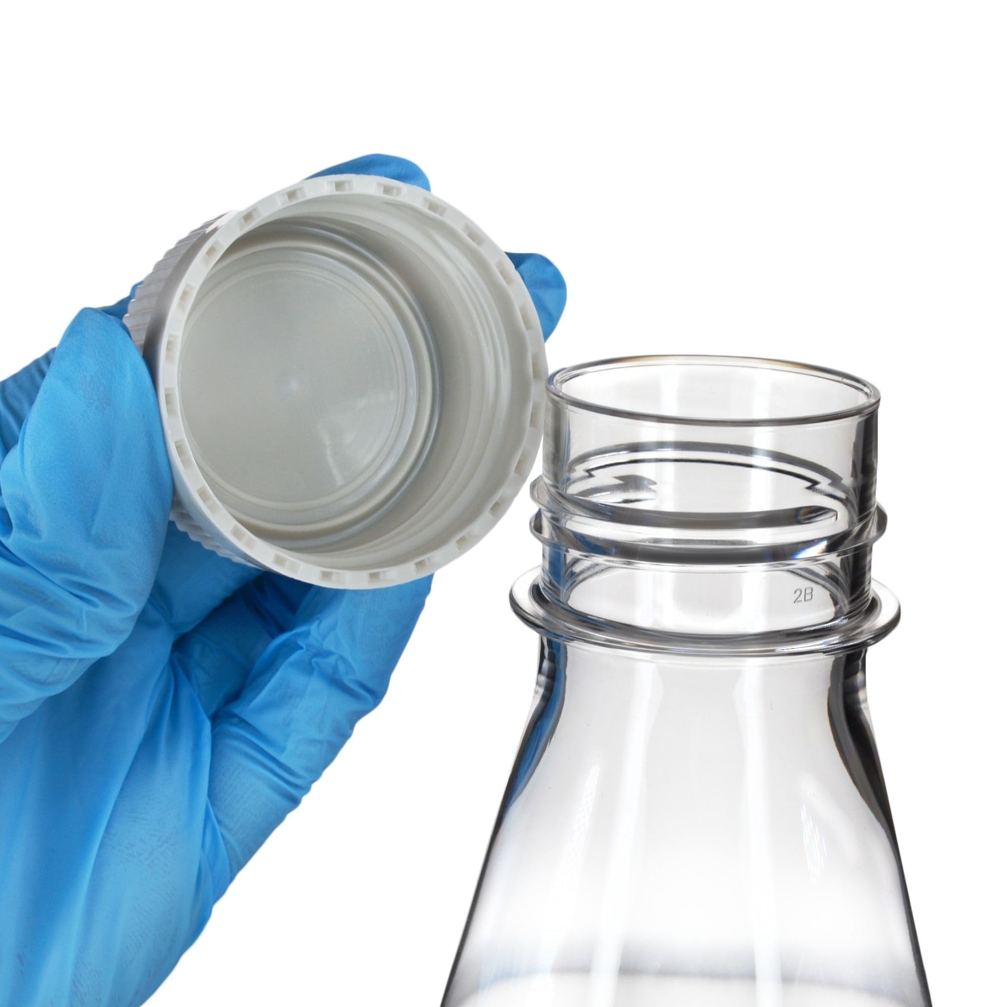 Eisco - Paquete de 12 frascos Erlenmeyer de PETG estériles de 500 ml, sin ventilación, fondo deflectado, esterilizado gamma, clase VI, grado de laboratorio, almacenamiento químico, cultivo celular