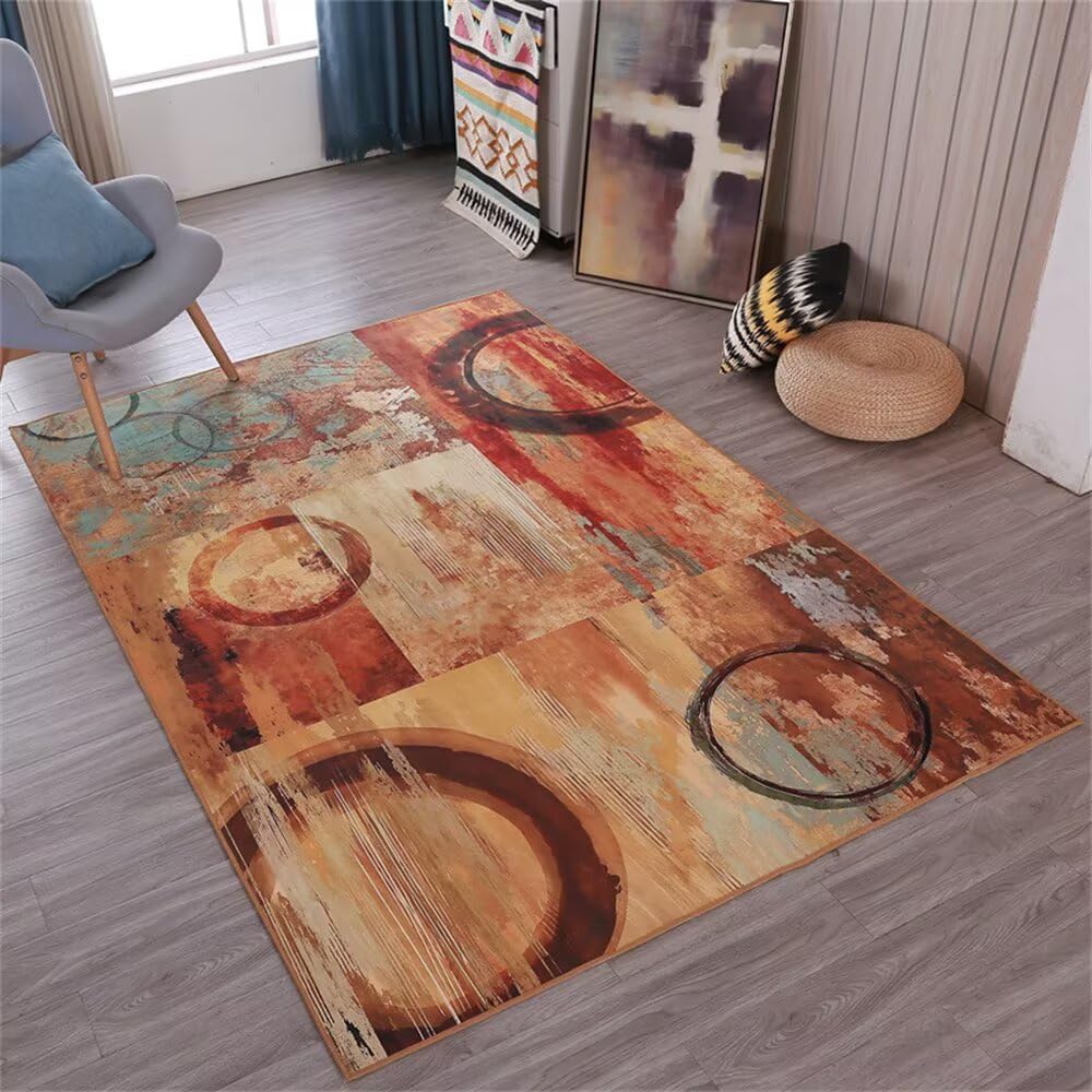 Tapis de chambre fille multicolore 90x120 style princesse rétro rouge