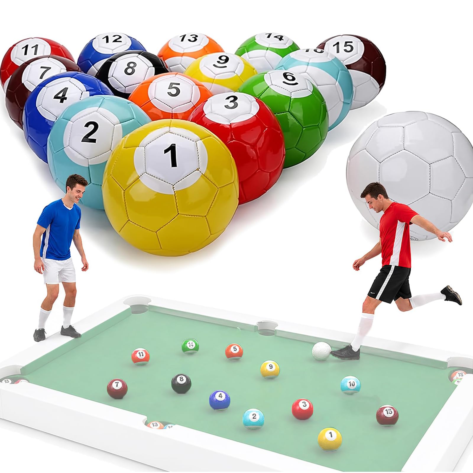Set de 16 Bolas de Football Pool, Balones Inflables de Cuero para Snooker Soccer y Juego de Billar Gigante con Patadas, Juegos de Mesa Indoor & Outdoor para Jardín, Fiesta, Sala de Juegos