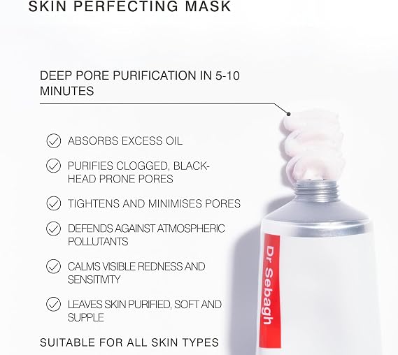 Dr Sebagh Skin Perfecting Mask (150 ml)- Purifying Clay Skin Care Face Mask for Clogged Pores & Excess Oil - Deep Cleansing Skincare Mask - Facemask Skincare for Clear, Refined Skin