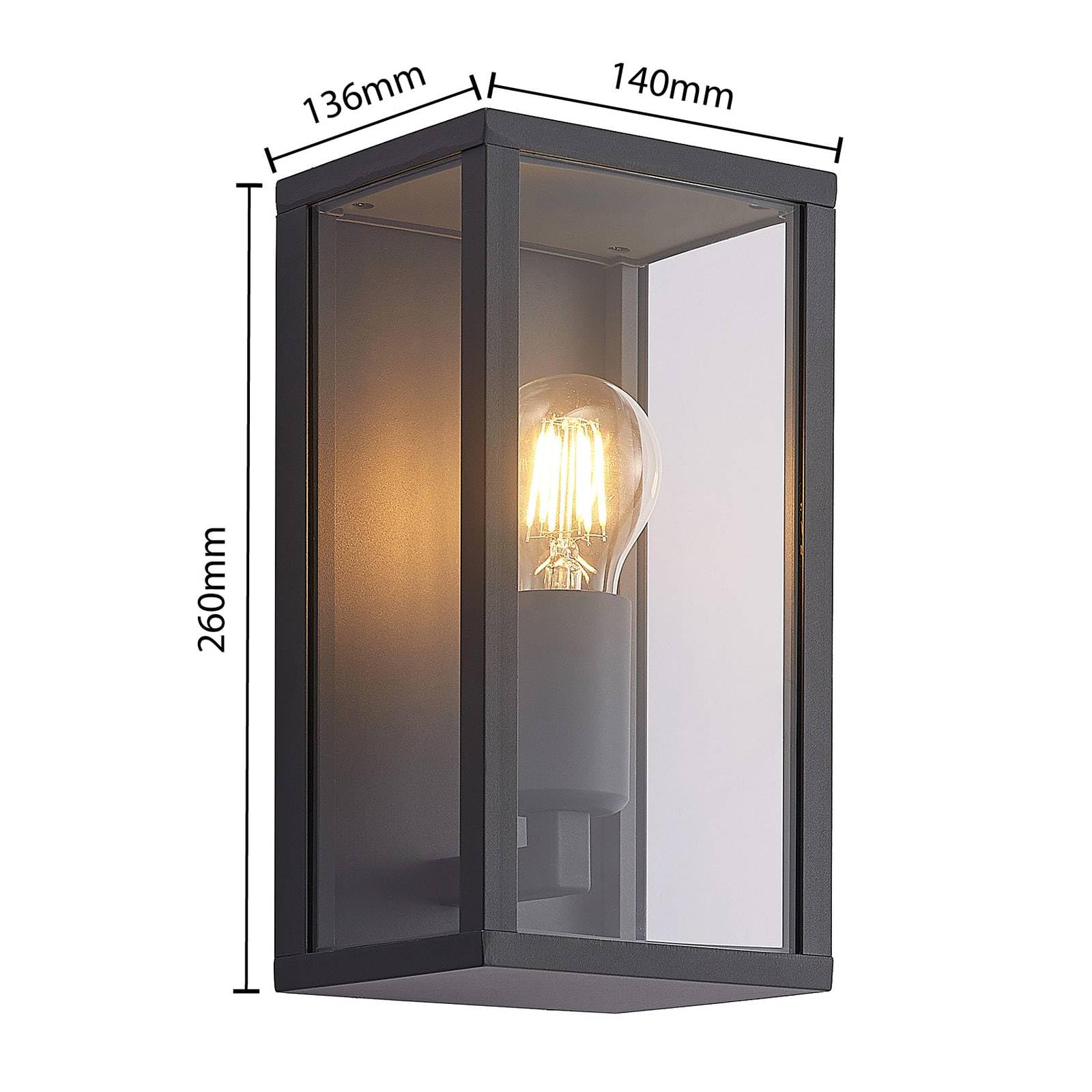 Lindby Applique da esterni dimmerabile (Moderno) colore Nero, in Alluminio applique lampada LED outdoor per facciata/parete terrazzo e balcone