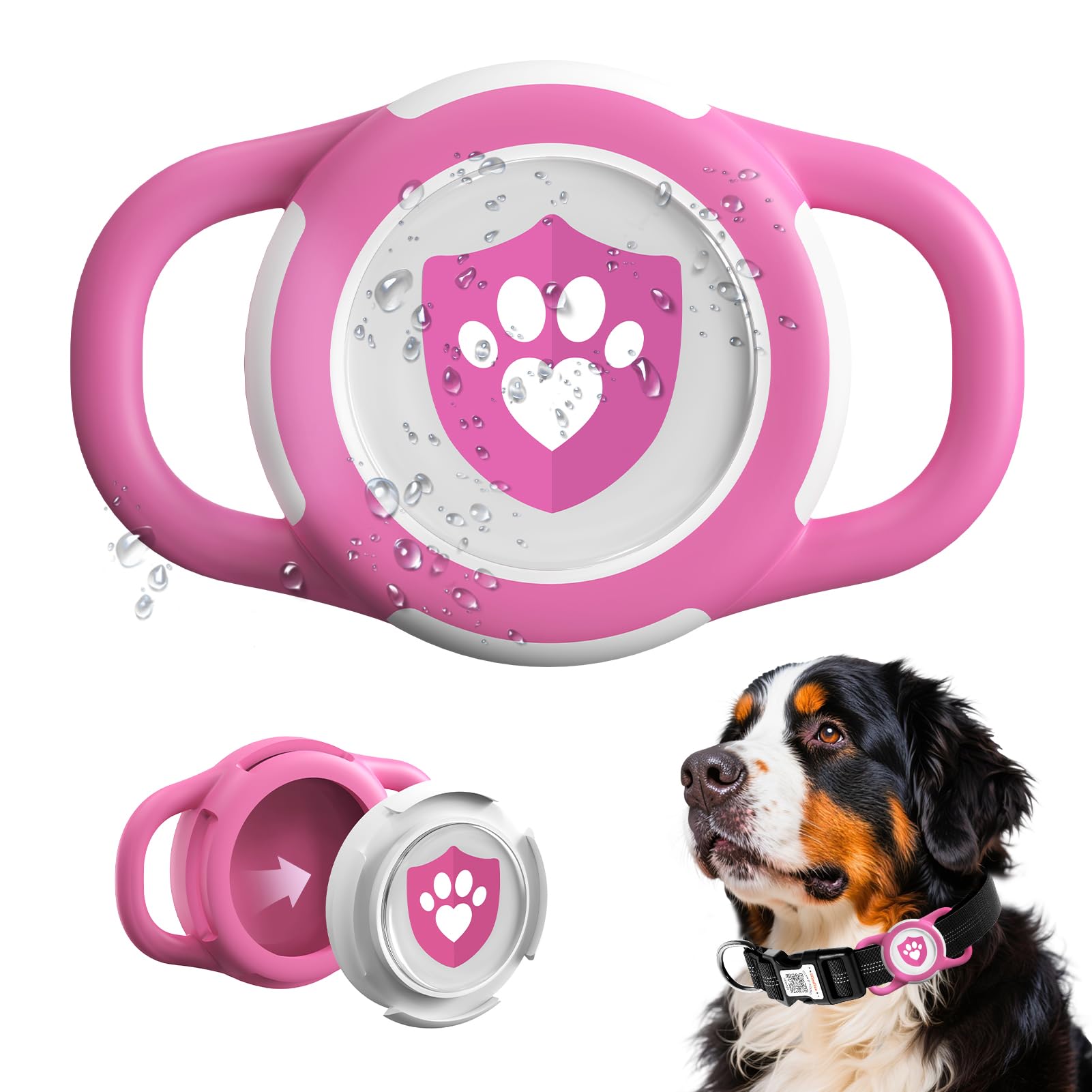 ILFINDYOU Waterproof AirTag Dog Collar Holder for Apple AirTag QR Code