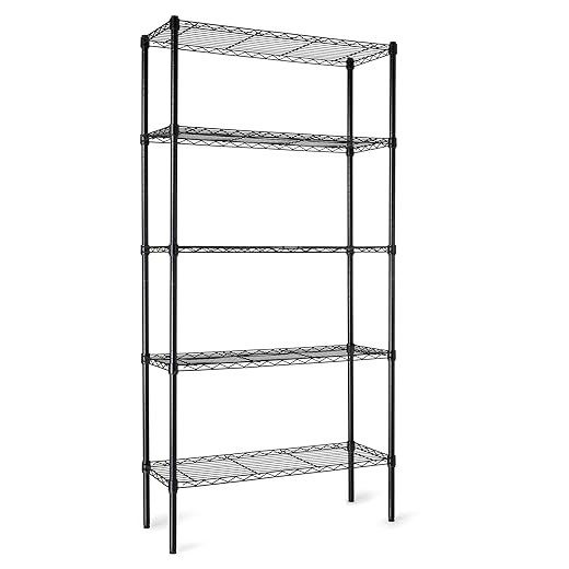 Amazon Basics 5-Shelf Adjustable Heavy Duty Steel Wire Rack Storage Shelving Organizer for Kitchen, Garage, 36" L x 14" W x 72" H, Black