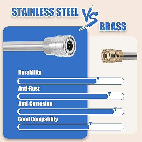 Miniatura 4 de RIDGE WASHER Varita de extensión para lavadora a presión, lanza de acero inoxidable de 17 pulgadas con cubierta protectora verde, conexión rápida de