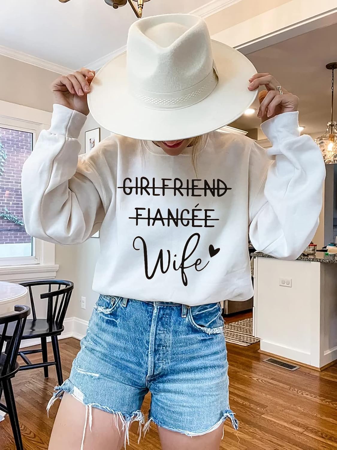 JINTING Wifey Sweatshirt for Women - Girlfriend Fiancee Wife Honeymoonin Bride to Be Engagement Gift Pullover - Image 3