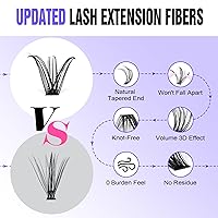 Vista 4 de Extensiones de pestañas en racimo Pawotence, 280 unidades, 40D 50D, extensiones de pestañas en racimo, pestañas individuales, 8-16mm