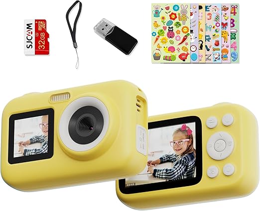SJCAM Upgrade Kids Camera Dual Screen, Christmas Birthday Gifts for Girls Boys Age 3-10, 1080P 44MP HD Digital Video Cameras for Toddler, Portable Toy for 3 4 5 6 7 8 9 10 Year Old Children