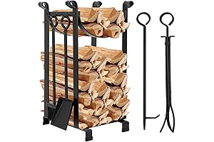 AMAGABELI GARDEN & HOME Firewood Rack for Indoor & Outdoor, Heavy-Duty Fireplace...