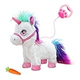 Interactive Unicorn Pet Toy with Leash Remote — Walks, Sits & “Eats”; Light-Up Horn, Touch & Sound Mode, Comb & Carrot, 3×AAA (Not Included), YH YUHUNG Unicorn Gift Toy for Girls Age 4-6