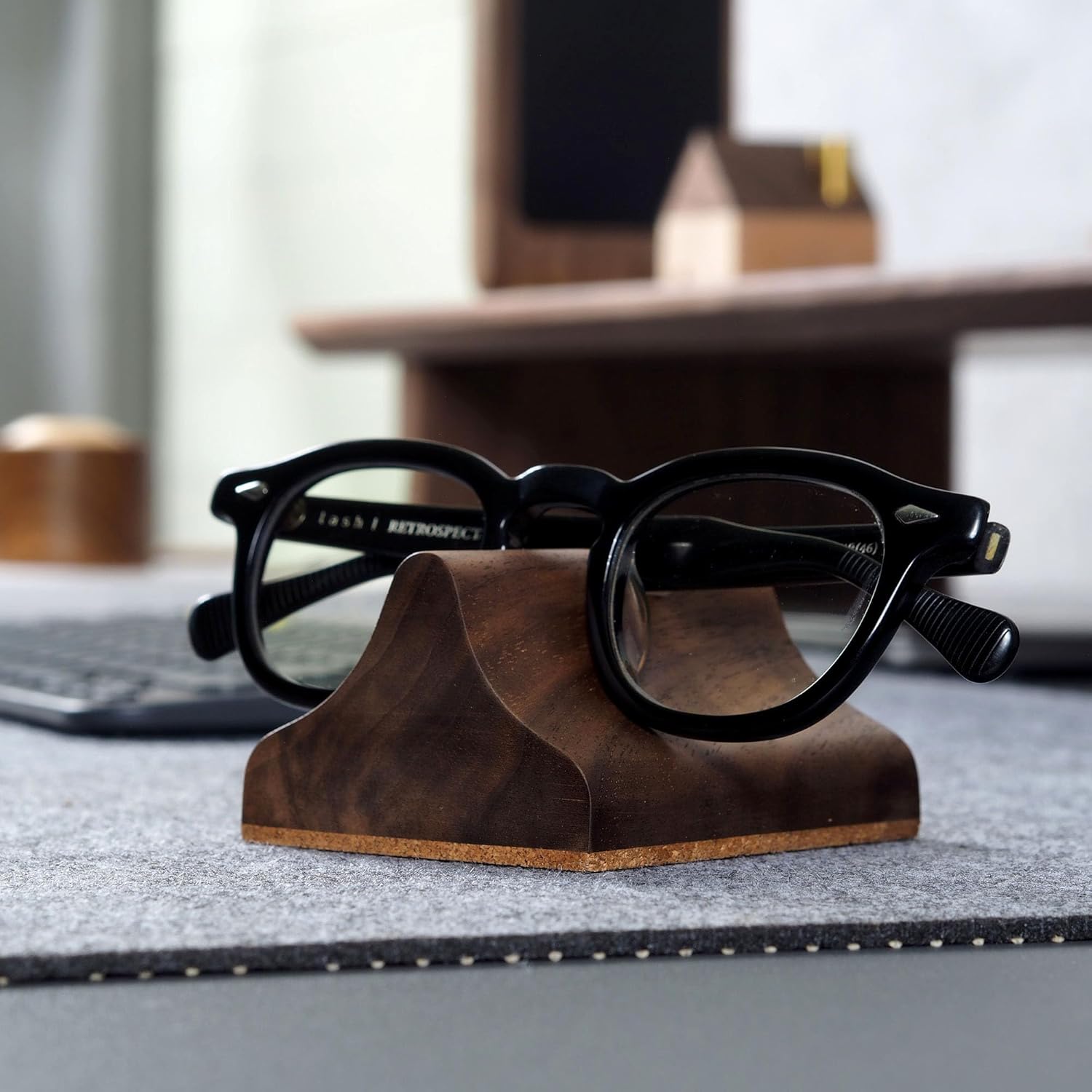 Wooden Glasses Stand, Eyeglass Stand for Desk or Nightstand