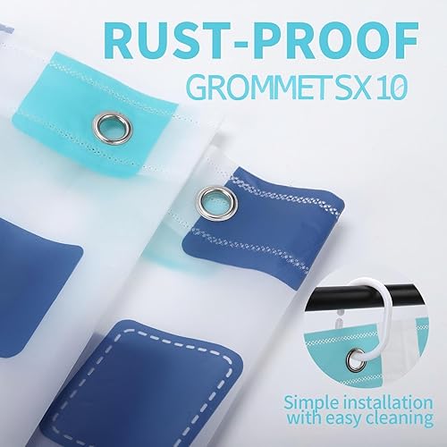 Miniatura 3 de Forro de cortina de ducha impermeable para servicio pesado, calibre 8, PEVA, secado rápido, con ojales de metal inoxidables y ganchos gratis,