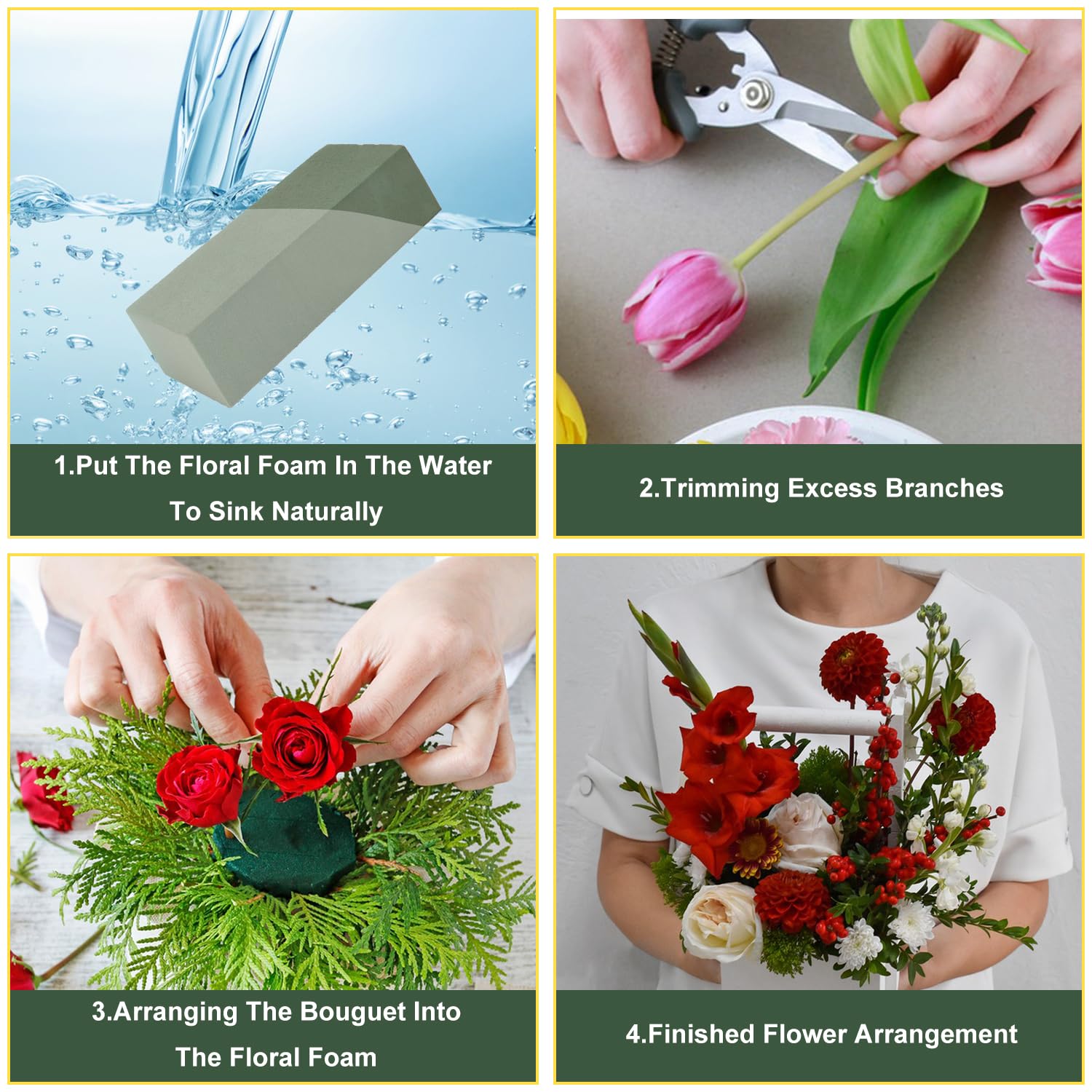 10 Stück Blumenschaumblöcke, vielseitiger Blumenschaum für kreative Arrangements und verbesserte Frische, perfekt für Hochzeiten, Zuhause, Büro und Gartendekorationen (L x B x H): 20 x 8 x 6 cm.