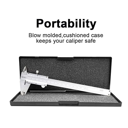 Miniatura 10 de NORTOOLS Pinza profesional Vernier de acero inoxidable para medidas en interiores, exteriores, profundidad y escalón, 6 pulgadas/5.906 in/0.001 Set