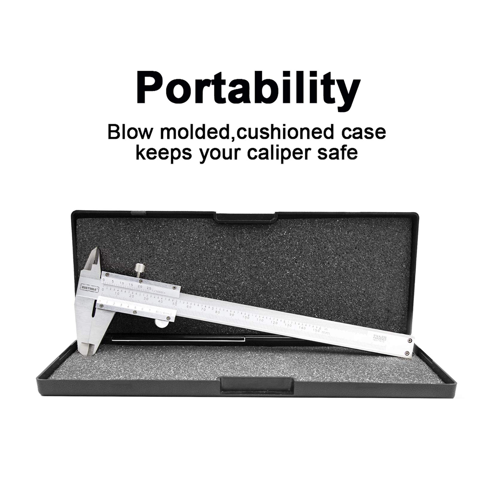 Pied à coulisse professionnel en acier inoxydable 6 pouces/150 mm pour mesures intérieures, extérieures, de profondeur et de palier, haute précision 0,001 pouce/0,02 mm, micromètre durable