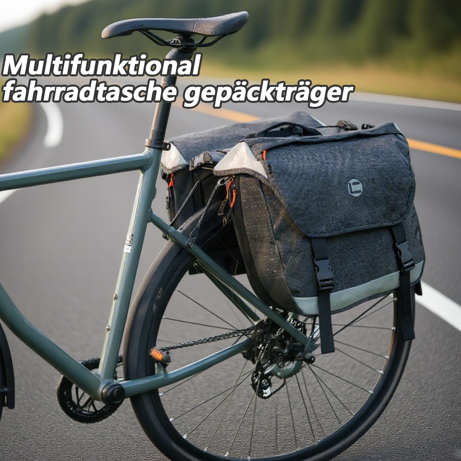 Sacoche de vélo pour porte-bagages, 25 à 35 l, double sacoche étanche | Sacoche double pour porte-bagages, porte-bagages avec réflecteurs et poignée, pour VTT