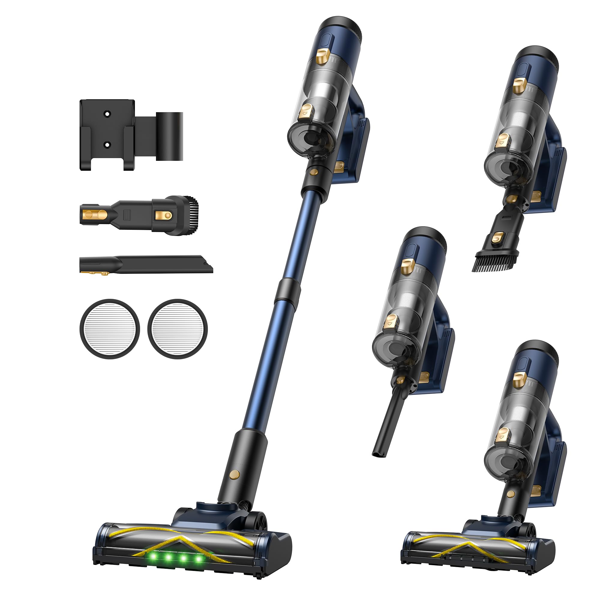 Vexilar V12 Cordless Vacuum Cleaner, 50KPa/450W/50Mins, Lightweight Cordless Vacuum with Anti-Tangle, LED Touchscreen, GreenEye Tech, Detachable Battery, Stick Vacuum for Hardfloor Carpet and Pet Hair