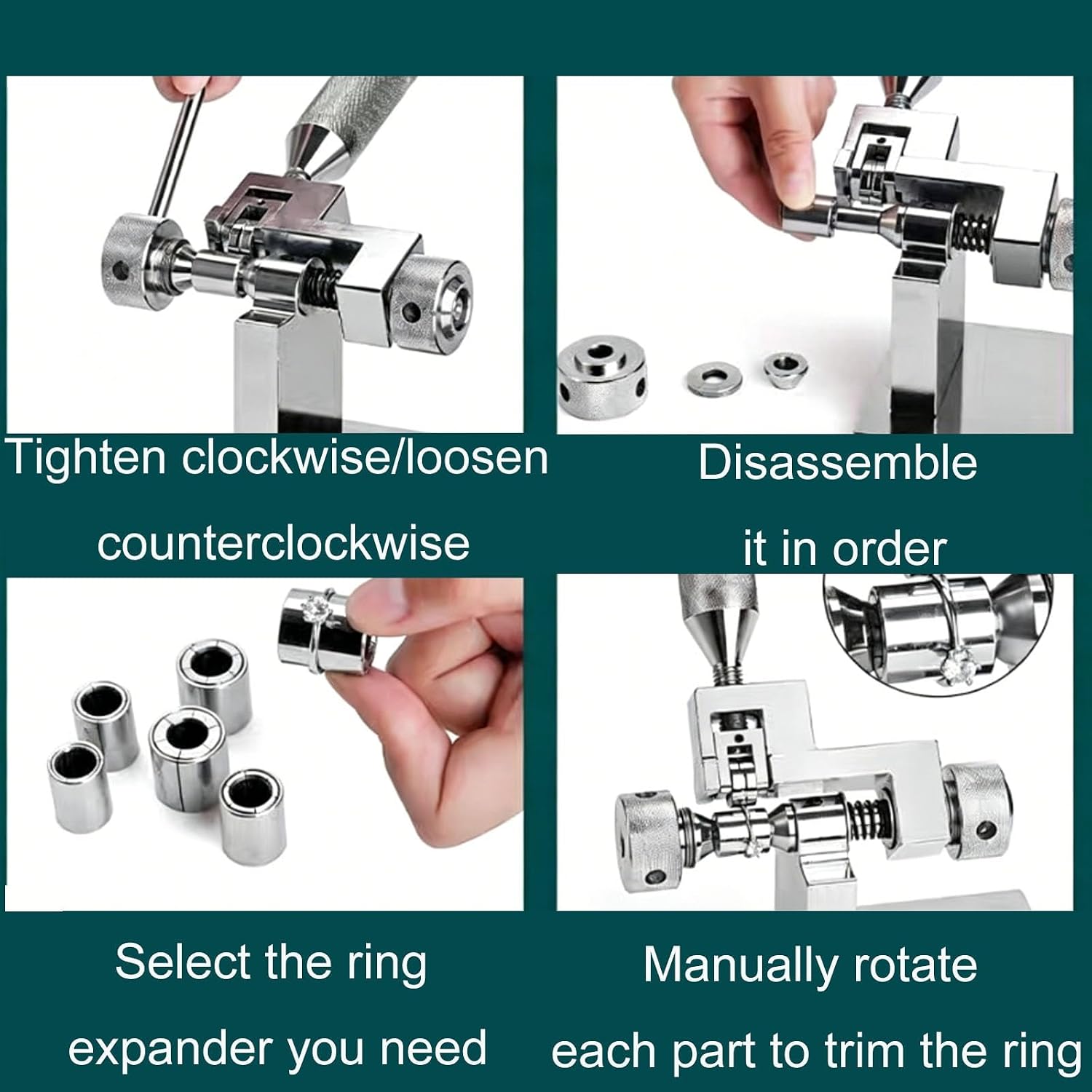 Ring Sizer Tool Kit, Ring Bracelet Earring Bending Machine, Includes 6 Sizes of Accessories to Easily Enlarge and Resize Gold and Silver Rings, Suitable for Jewelry Repair Shop Craftsmen
