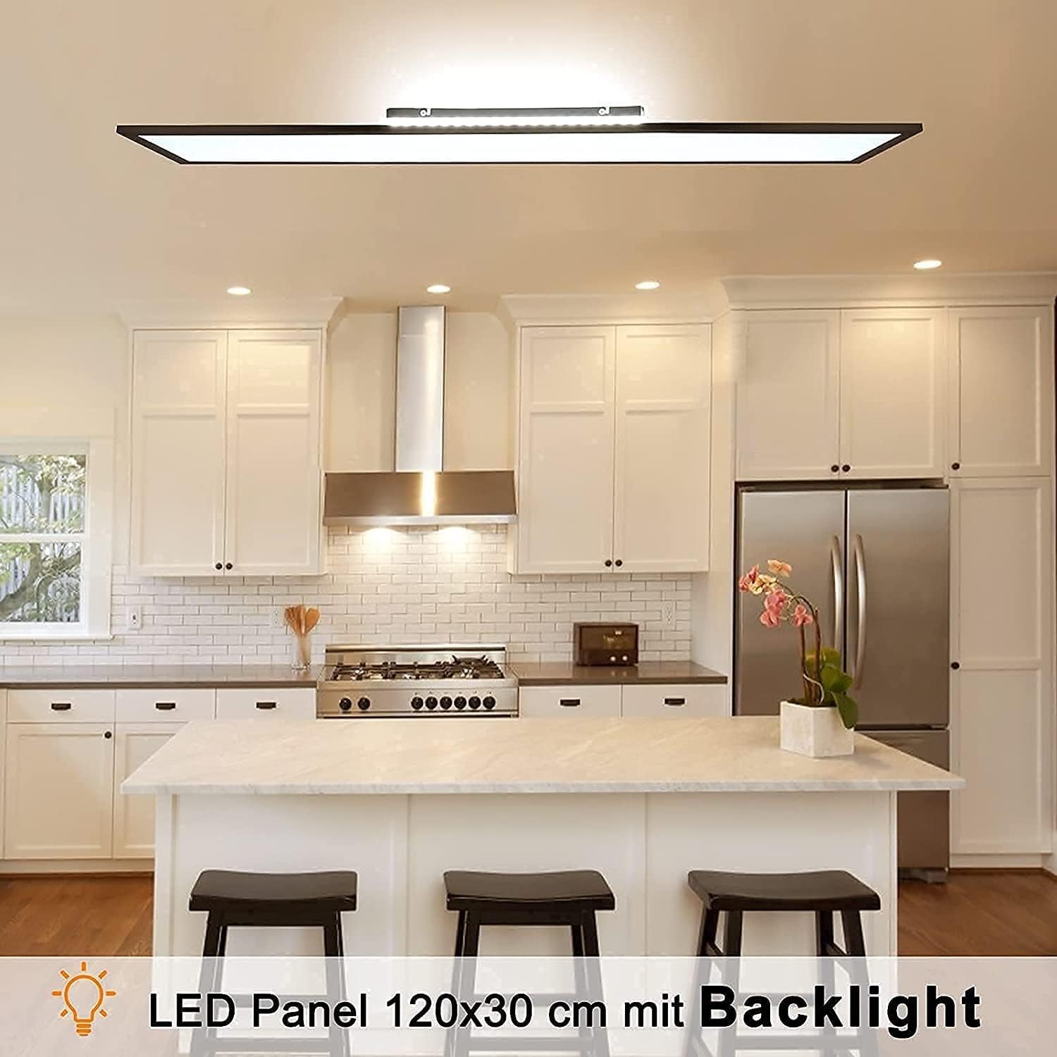 Dimmbare LED Deckenleuchte 120x30 cm mit Fernbedienung, 52W Super Deckenlampe Panel 2700K-6500K Warmweiß Naturweiß Kaltweiß, Modern Deckenpanel Lampe für Werkstatt Büro Garage Wohnzimmer Küche