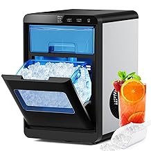 Kndko Nugget Ice Makers Countertop, Pebble Ice Machine & Crushed Ice Maker 44Lbs/24H, Pellet Ice Makers with Ice Scoop & Removable Basket, Self-Cleaning Countertop Ice Machine for Home/Kitchen/Office