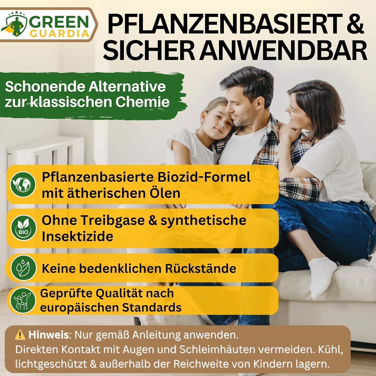 GREEN GUARDIA Kakerlaken/Schaben Abwehrspray – Sprühfertiges Power Konzentrat mit pflanzlichen Ölen | 500 ml für Innen & Außen | sofort, effektiv & nachhaltig