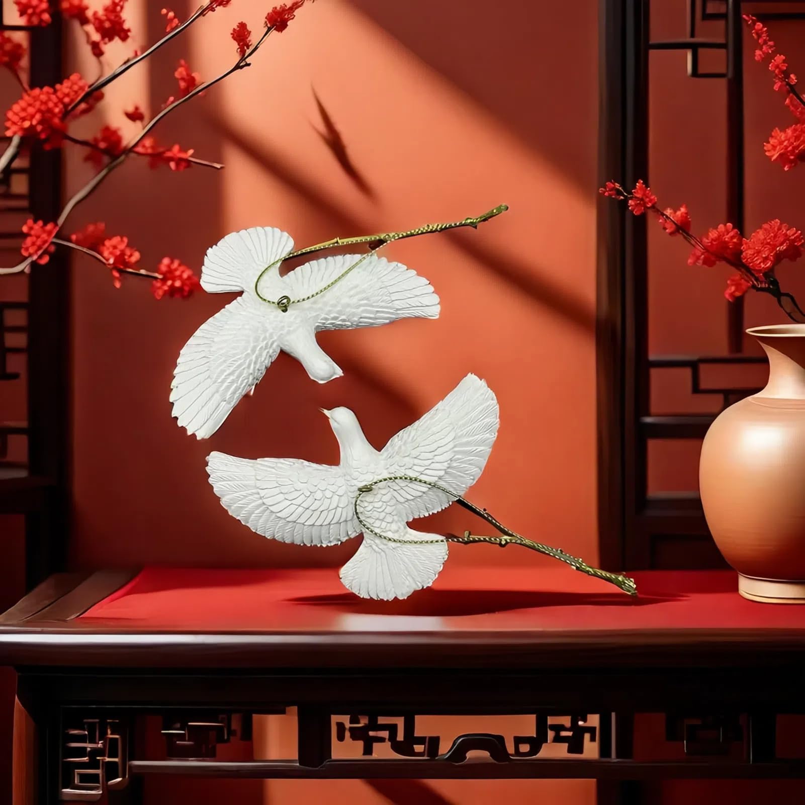 De La Navidad De Las Tórtolas De La Amistad | 2 Piezas De Ornamento Colgantes De Palomas De La Paz Blanca | Regalo De Ornamento De Navidad De Tórtolas De La Amistad, Decoración Del Hogar De Boda