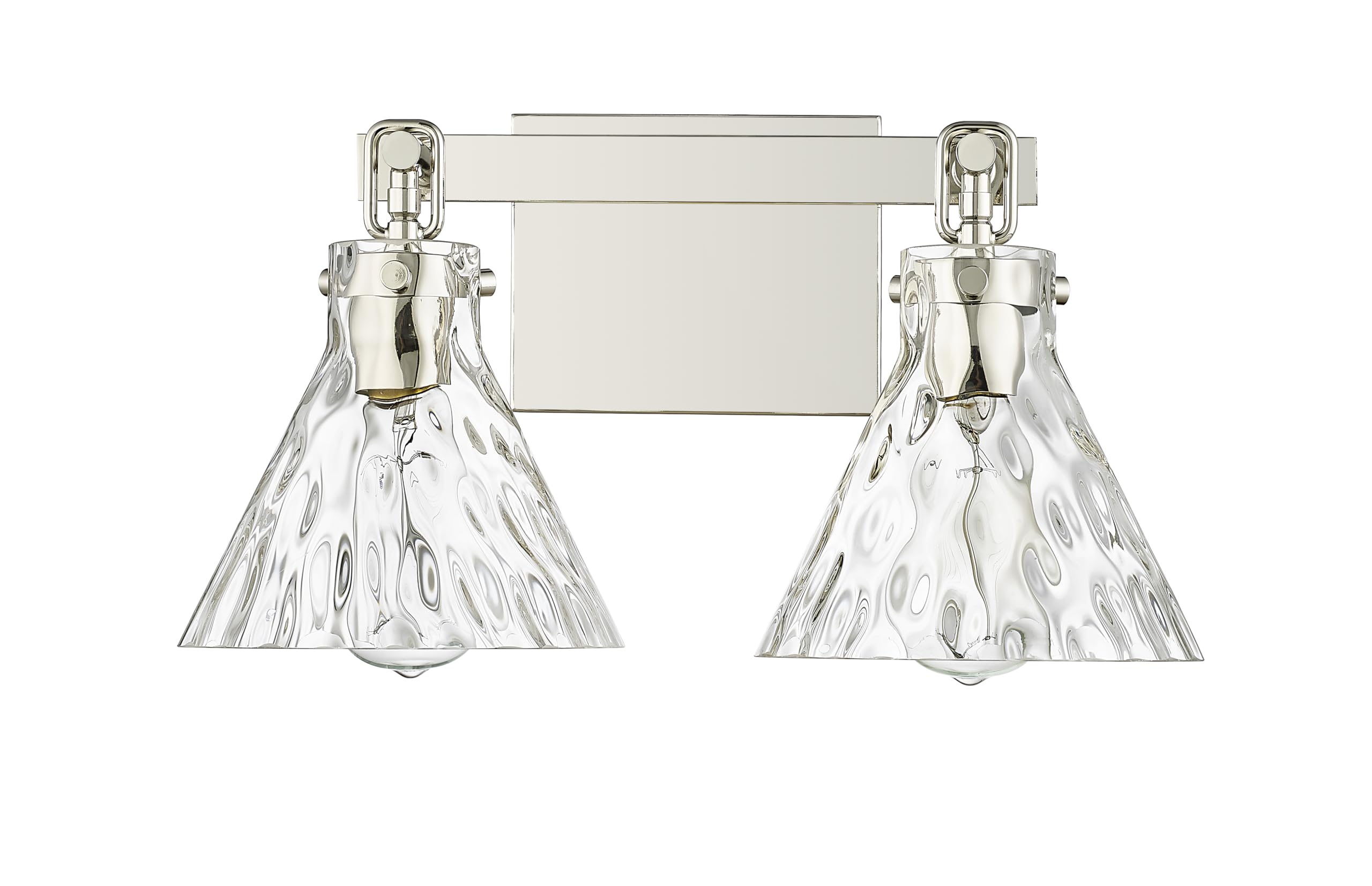 ML Lighting | Barlon Collection | 20002-PN | 2 Light Vanity in Polished Nickel Finish with Clear Water Glass Shade | Versatile Design That adds High-End Texture and Elegance to Your Bathroom