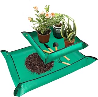 Baajric 2PCS Waterproof Repotting Mats - 39x31in Large & 20x20in Small Indoor Plant Transplanting Mats for Mess-Free Gardening