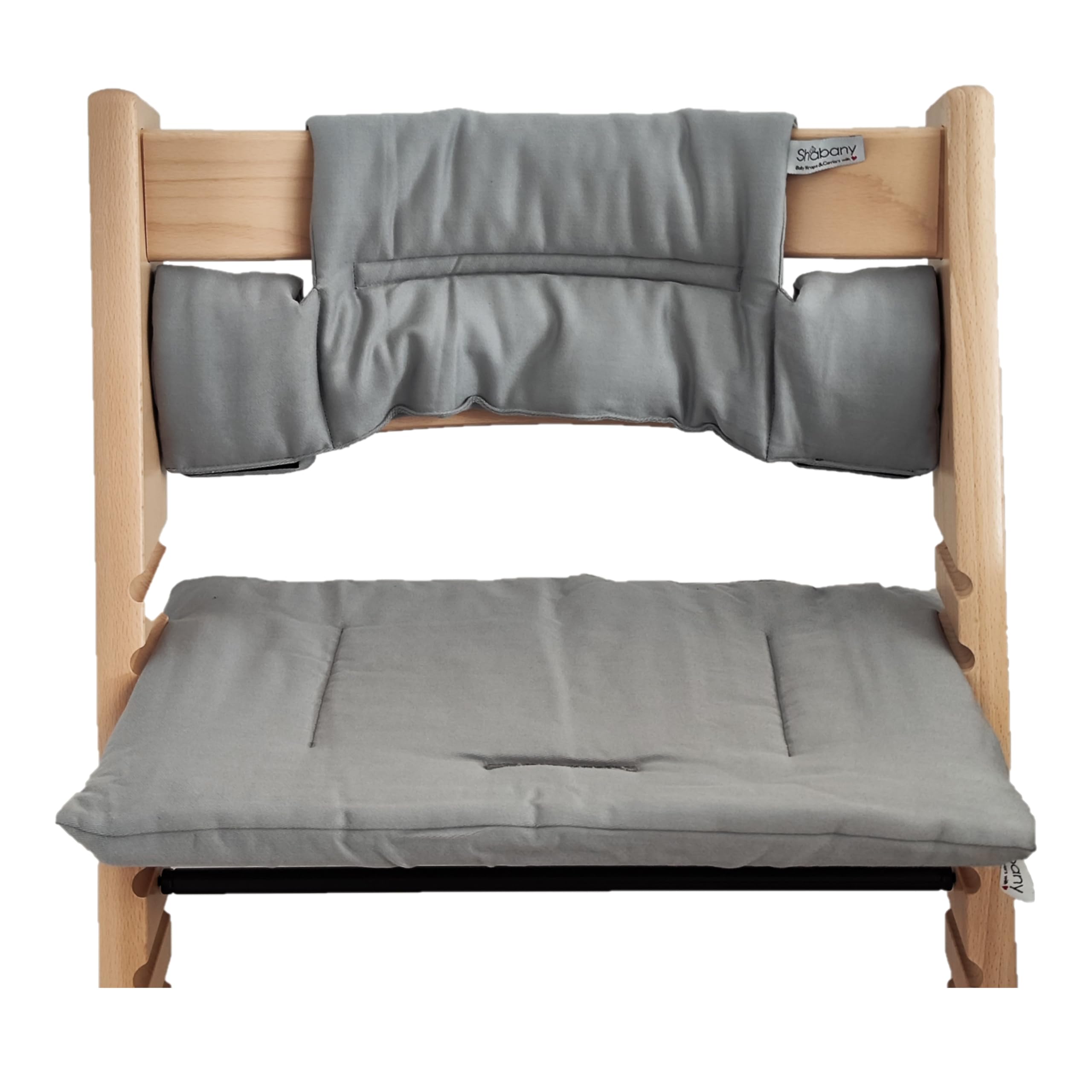 Shabany® Hochstuhl Sitzkissen 100% Bio Baumwolle | Classic Kissen Sitzbezug | Hochstuhlauflage | 2-teilig passend für Stokke Tripp Trapp Kinderhochstuhl |maschinenwaschbar | einfache Befestigung