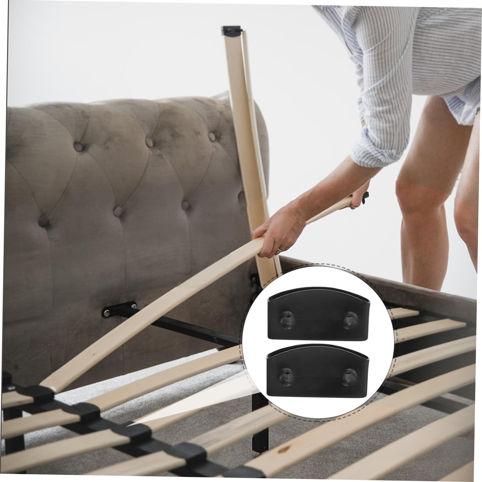 GRIRIW 20pcs Sofa Bed Board Mounting Buckle Bed Frame Plastic Slat Holders Bed Slat Holders Bed Slat Center Caps Bench Slats Replacement Kit Bed Accessories Bed Slat Caps