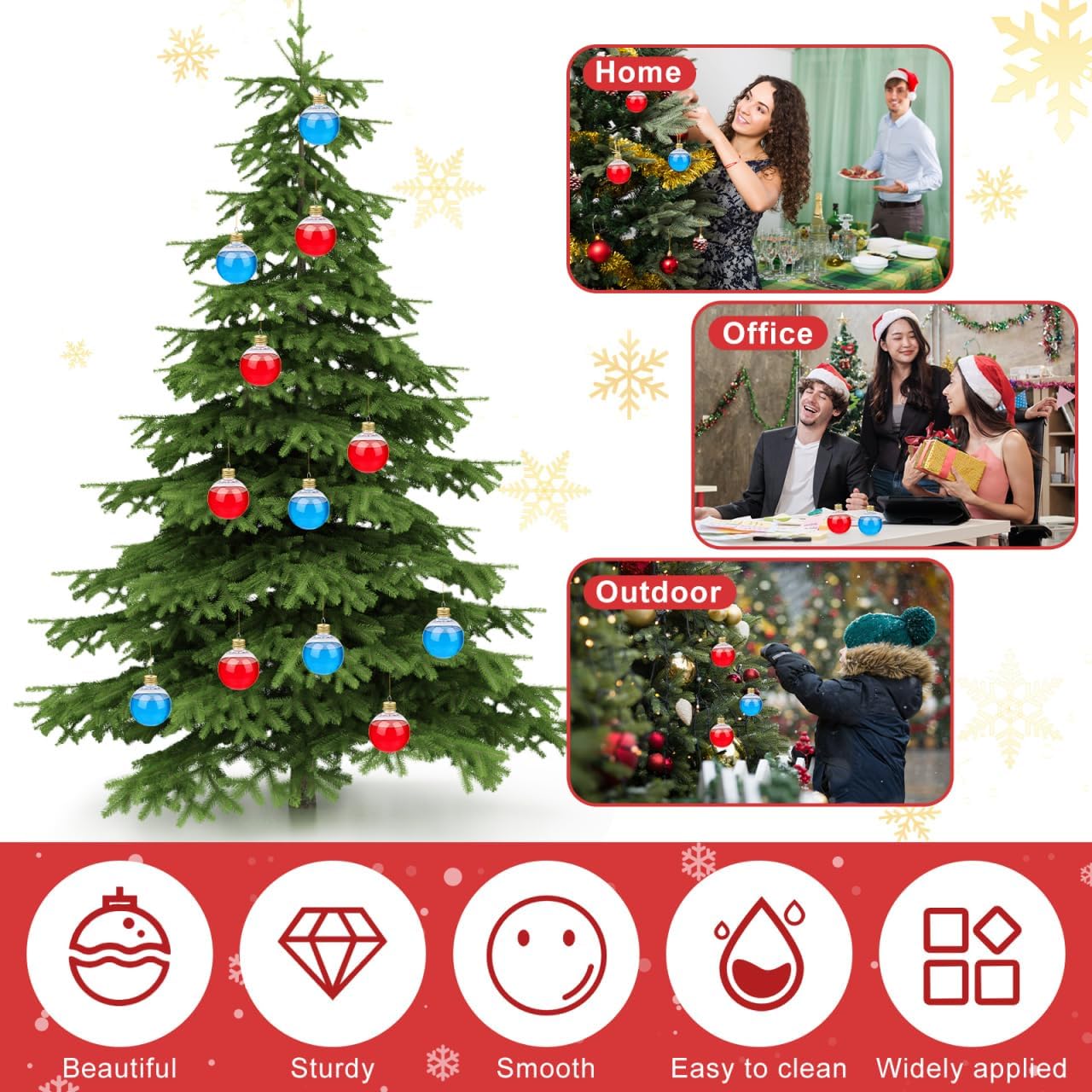 BESTonZON 10 Pcs Christmas Booze Balls Clear Christmas Tree Fillable Ornaments Drink Balls Water Bottle Bulbs Shape Plastic Pendant for Xmas Home Party Decor Golden 250ml