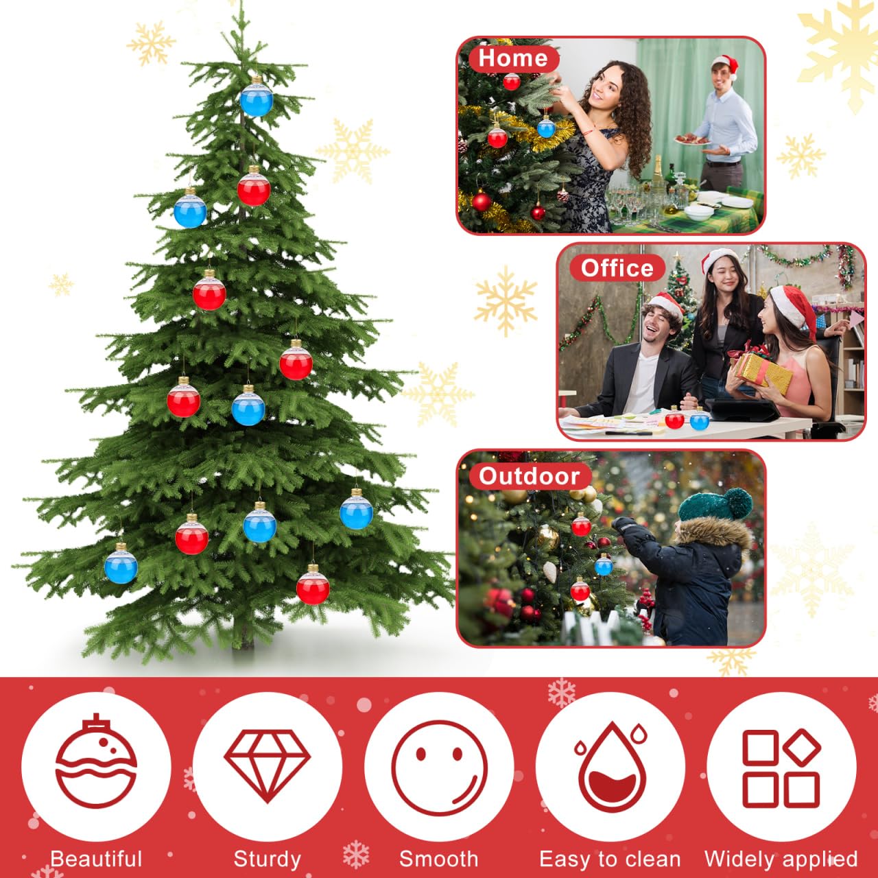 DOITOOL Palline di Natale riempibili per albero di Natale, 10 pezzi, trasparenti, a forma di bottiglia d'acqua, in plastica trasparente, decorazioni natalizie per feste di Natale, 250 ml, dorate