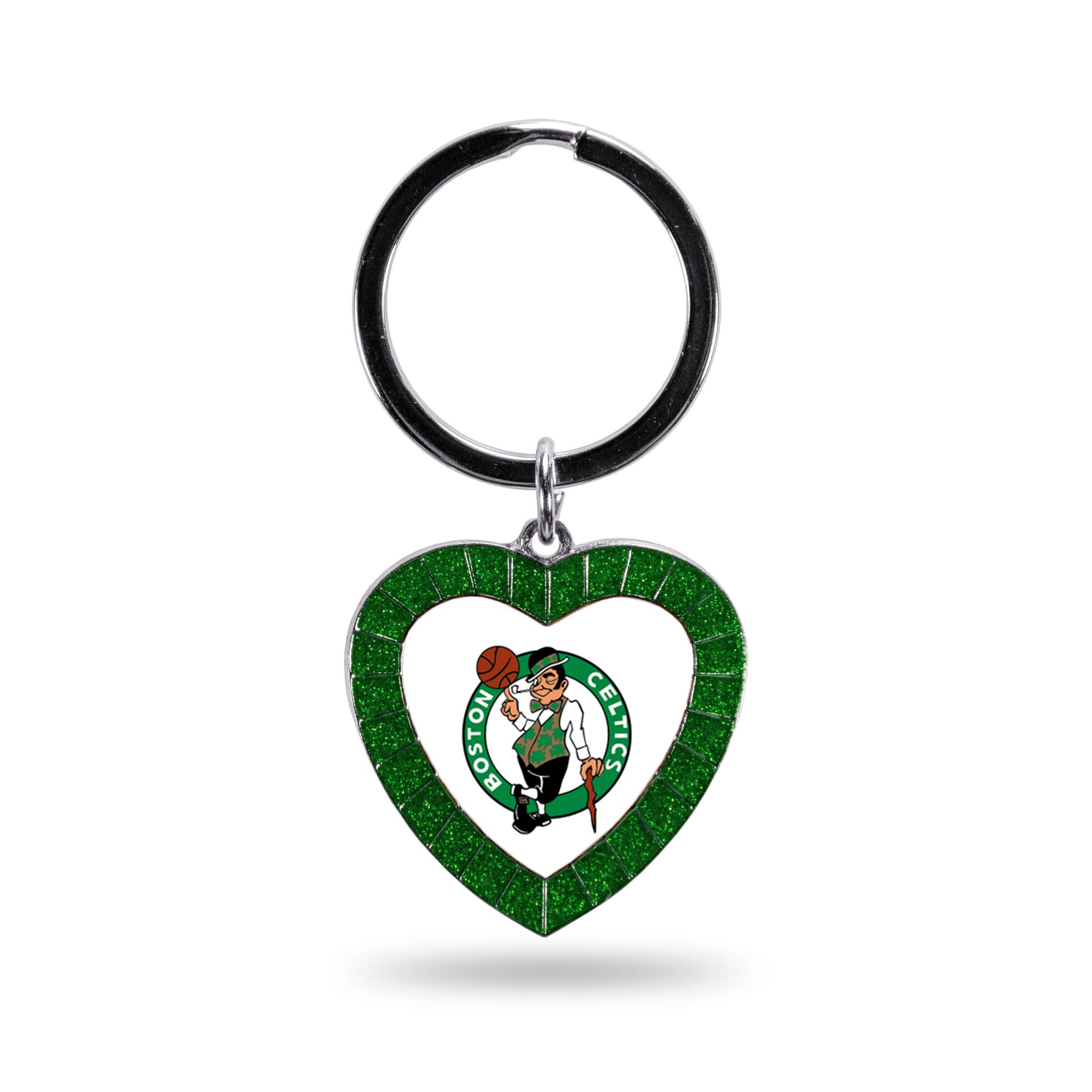 Rico Industries NBA Boston Celtics NBA Rhinestone Heart Colored Keychain, Green, 3-inches in length
