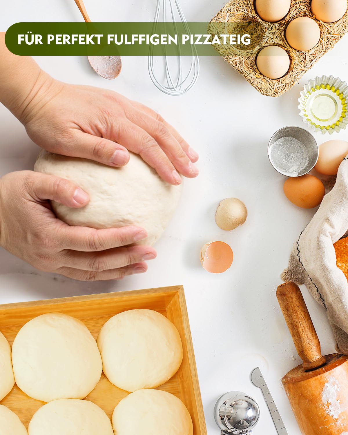 Pudełko na kulki do pizzy z pokrywką z bambusa, pudełko do przechowywania z pokrywką – pudełko do fermentacji ciasta na pizzę – akcesoria do pizzy