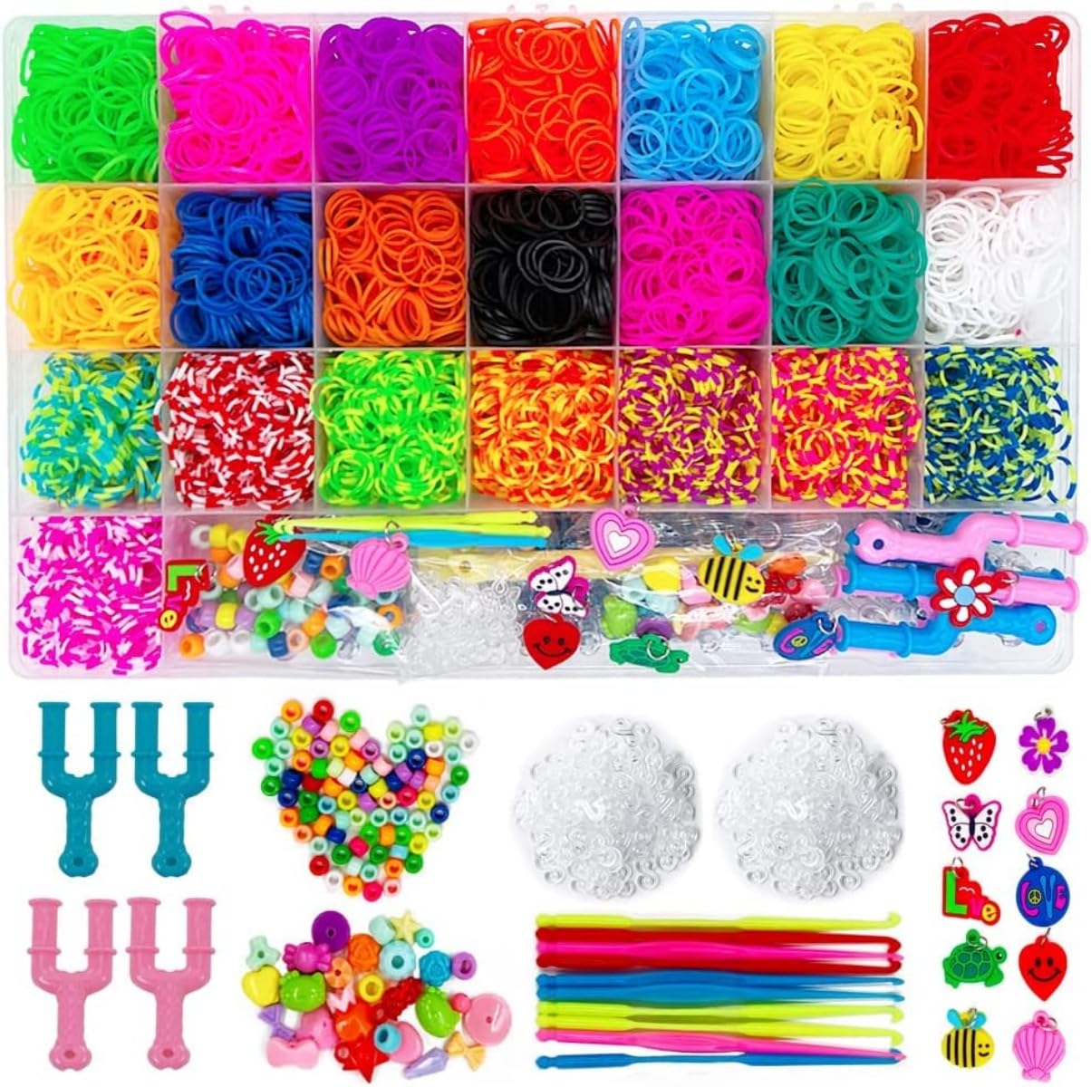 Mumoo Bear 6800 Loom Bands Kit With Loom Board, Kids Art Crafts Bracelet Making Set With Hooks &Charms, Toy