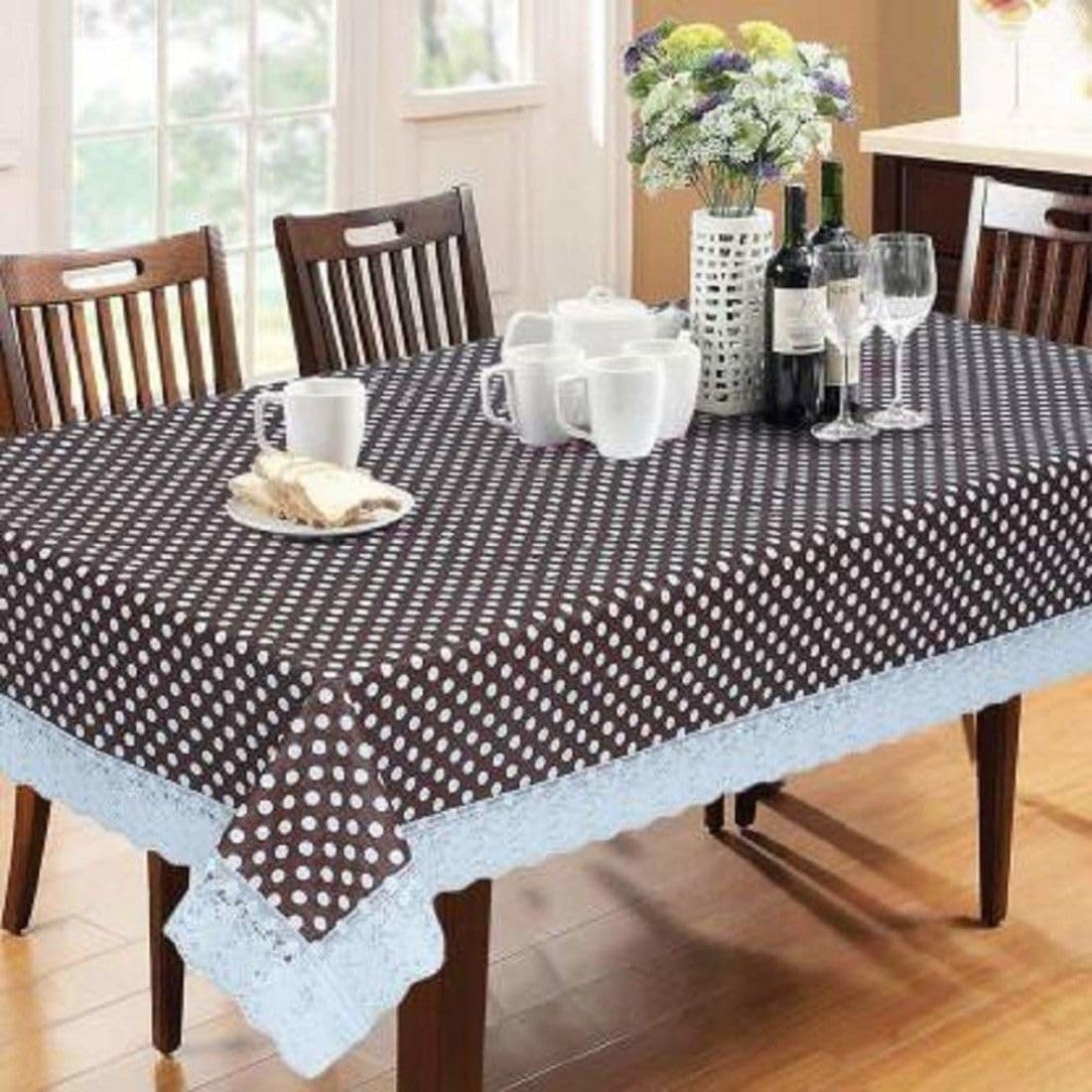 ZITIN PVC Dining Table Cover 6 Seater (54 Inches x 78 inches), Black Bindi | PVC Dining Table Cover 6 Seater (54 Inches x 78 inches), Black Bindi-image-11