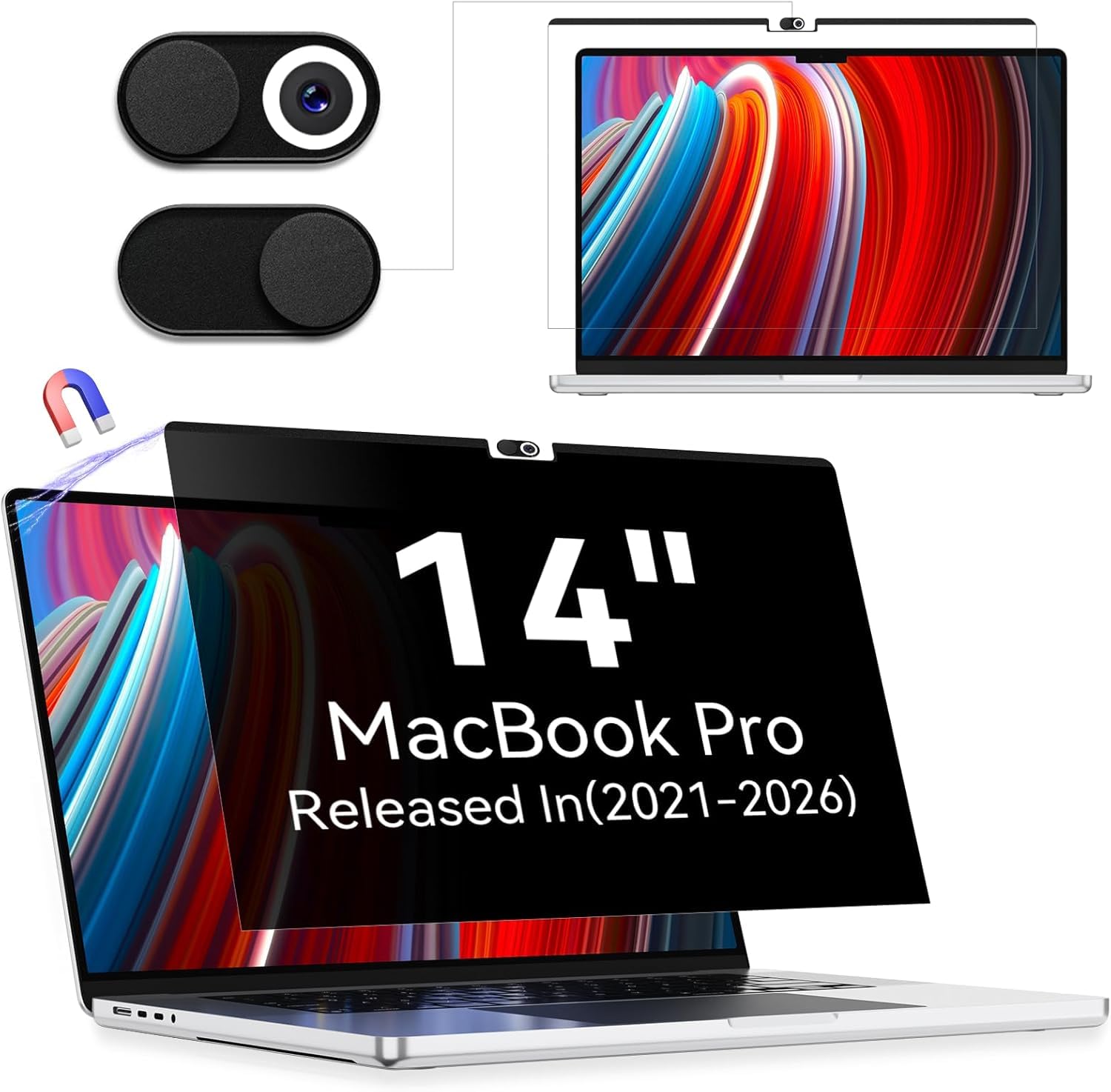 Filtro de Privacidad Magnético Compatible con MacBook Pro 14 Pulgadas (2021-2026, M1,M2,M3,M4,M5), Removible Anti Reflejo Luz Azul Mac Laptop Privacy Portátil Protector de Pantalla para Mac 14.2"