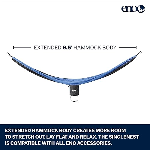 Miniatura 2 de ENO SingleNest Hamaca con correas Atlas, ligera, hamaca portátil para 1 persona, para camping, senderismo, mochileros, viajes, un festival o la