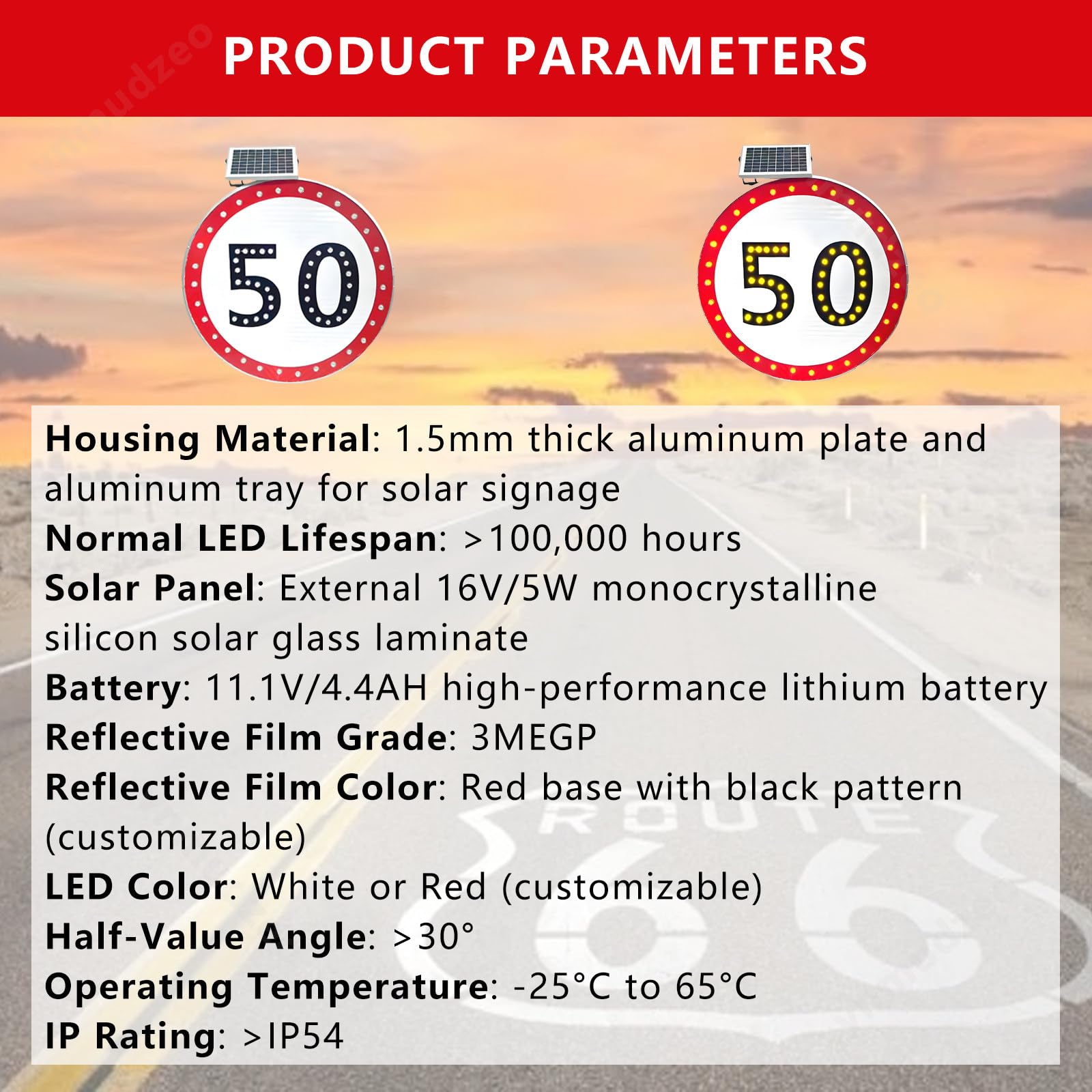 Señal LED de límite de velocidad, pantalla de retroalimentación de tráfico alimentada por energía solar, señal de advertencia de radar de 600 mm para mejorar la seguridad vial y la regulación de