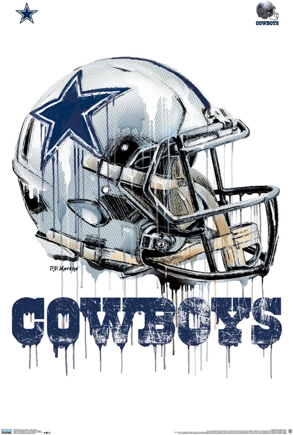 Trends International NFL Dallas Cowboys - Drip Helmet 20 Wall Poster, 19L x 13W, Premium Unframed Version