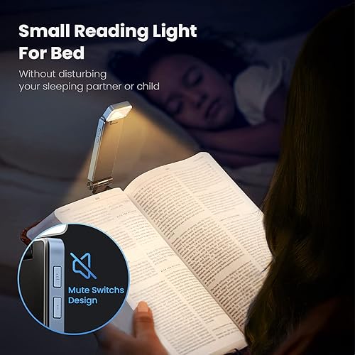 Miniatura 6 de 86lux Luz de lectura, luz de libro recargable para leer en la cama, lámpara LED ultraligera con clip con 3 colores ámbar y atenuación continua para