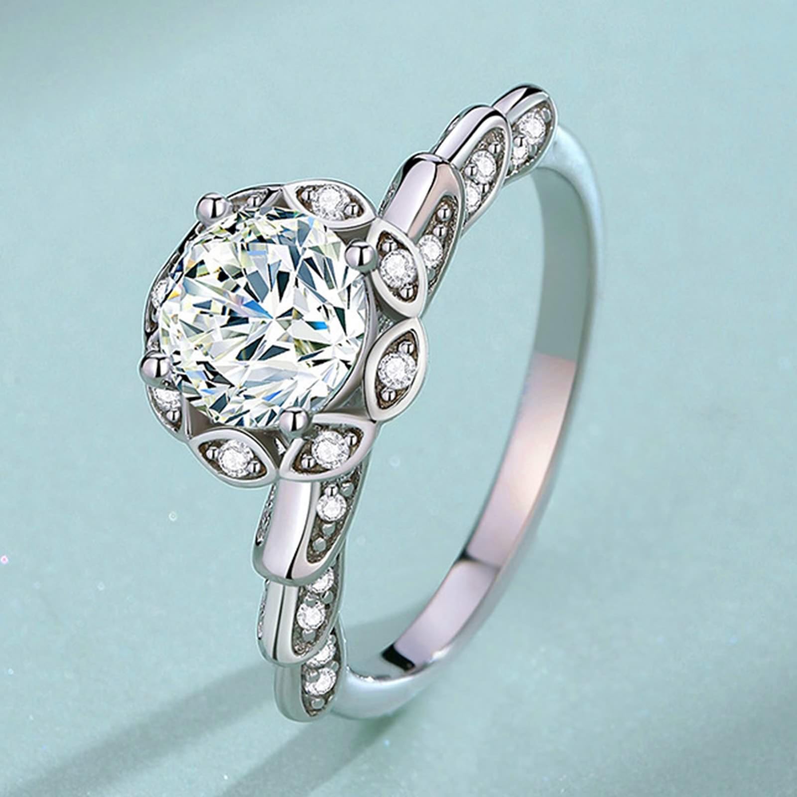 18K 750 żółte złoto obrączki ślubne prawdziwe złoto, skrzydła anioła pierścionek zaręczynowy z moissanitem, pierścionek soliter PT950 Platinum, rozm. 47-65